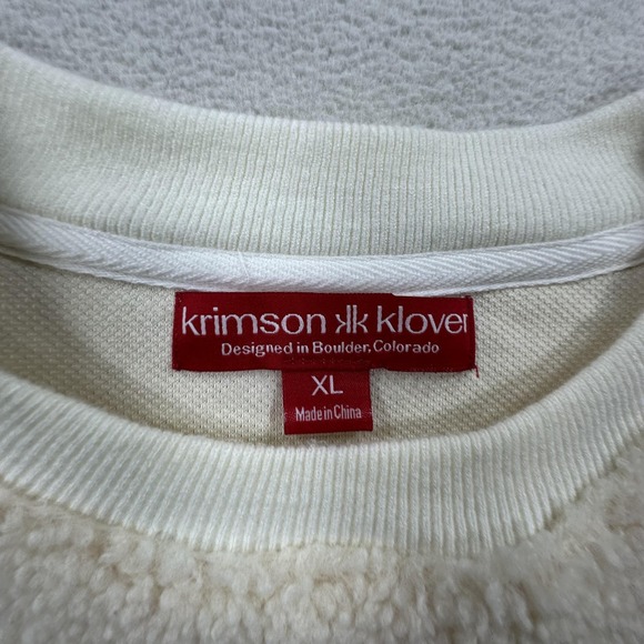 Krimson Klover Sweatshirt Womens XL Cream Sherpa Fleece Teddy Crewneck Pullover - Picture 5 of 11